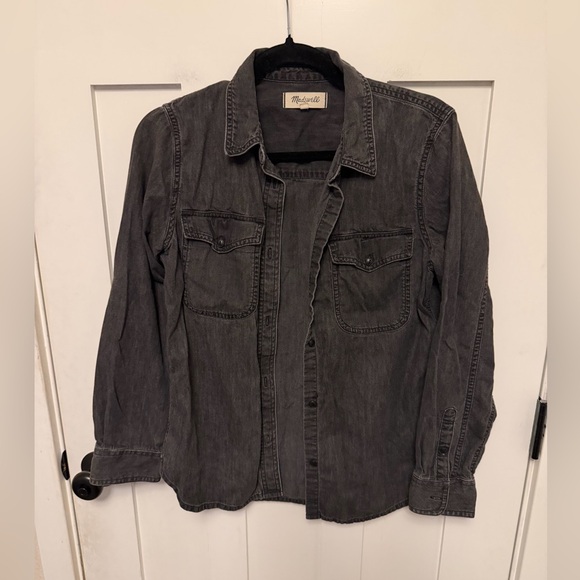 Madewell Denim Western Button-Up Shirt in Lunar Wash Size Small 100% Cotton - Picture 5 of 9